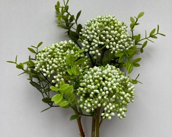 White Berry & Foliage 3 Stems