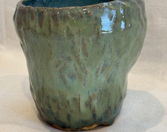 Vaso in gres fatto a mano / Ceramica organica Wabi Sabi, decorazione floreale rustica