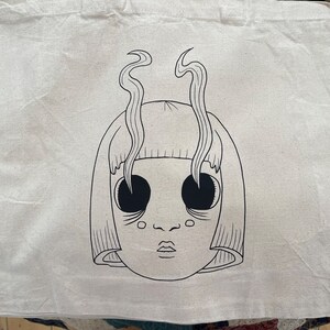 Stylized Tote Bag | Fun Tote Bag | Weird Bag | Design Bag | Design Tote | Smokey Eyes Tote Bag | Hand Drawn | Goth Tote Bag