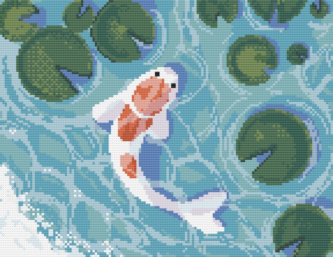 Pond Life Pixel Art Koi Fish Cross Stitch Pattern PDF Etsy