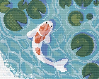 Pond Life - Pixel Art - Koi fish - Cross Stitch Pattern PDF