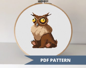 Derpy Owlbear Cross Stitch Pattern PDF Dungeons and Dragons D&D Cute Monster Crossstitch digital pattern