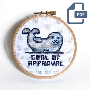 Seal of Approval - Digital cross stitch pattern PDF - funny pun cross-stitch
