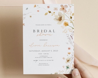 Wildflower Bridal Shower Invitation, Flower Bridal shower invite, Floral bridal shower, boho bridal shower, spring flowers bridal shower