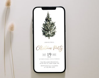 Christmas Party Evite, Electronic Holiday Party Invite, Text Christmas Party Invitation, Message E-vite, Editable Phone Invitation Template