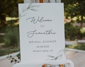 Greenery Welcome Signs Bridal Shower Welcome Sign Custom Sign Editable Welcome Sign Instant Download Greenery Welcome Bridal Shower Poster