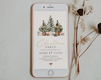 Christmas Evite Digital Christmas Invitation Electronic Christmas Party Invitation Template Holiday Party Evite Text Message Invite Editable
