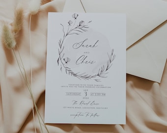Modern Minimalist Wedding Invitation Template Suite Simple Wedding Invitation Template Download Wedding Invitations Printable DIY Editable