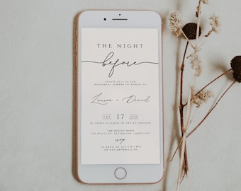 Electronic Rehearsal Dinner Invitation Template, Digital Rehearsal Invitation, Text Message Wedding Rehearsal Dinner Evite, The Night Before