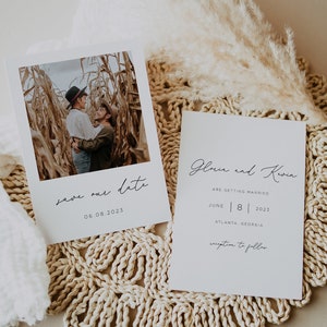 Photo Save the Date Template, 100% Editable, Modern Minimal Save the Date Template, Wedding Date Card, Upload Your Photo, Digital Download