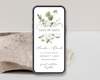 Plantilla electrónica para guardar la fecha, invitación para guardar la fecha editable, invitación para guardar la fecha para bodas en el jardín, invitación de texto