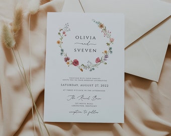 Floral Wedding Invite, Wildflower Wedding Invitation, Wildflower Wedding Invitation Set, Flower Wedding Suite, Details, RSVP