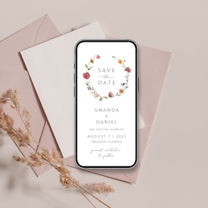 Wildflower Save The Date Template, Electronic Save the Date Text Invitation, Save The Date Ecard, iPhone Text Message Save The Date Evite