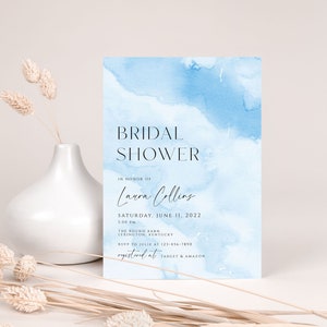 Ocean Bridal Shower Invite, Beach Bridal Shower Invitation, Watercolor Beach Shower Editable Template Printable