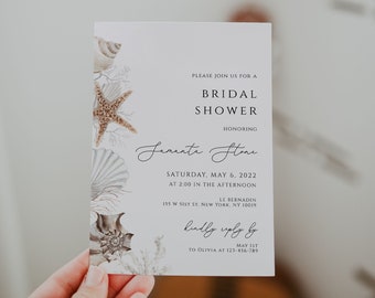 Beach Bridal Shower Invitation Template Instant Download Ocean Bridal Shower Invite Beach Shower Palm Leaf Editable Template Printable DIY