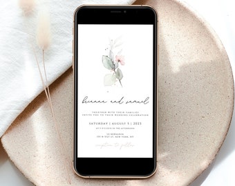Electronic Wedding Invitation Template, Wedding Invitation Digital, Wedding Ecard, iPhone Invitation, Smartphone Invite, Evite, Templett