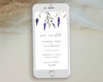 Lavender Save the Date Evite, Electronic Save the Date, Purple Save the Date, Lavender Wedding Save the Date, Text Message Invite, Paperless