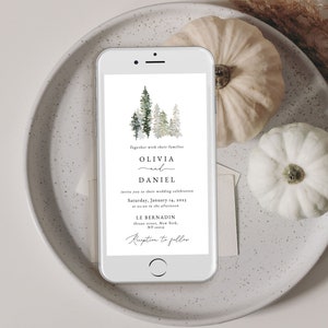 Winter Wedding Electronic Invitation, Christmas Wedding Evite, Digital Invitation Text Message, Holiday Wedding, Editable Instant Download