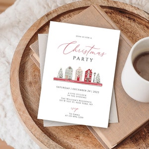 Holiday Christmas Party Invitation Template Printable Holiday Party Invitation Instant Download Christmas Invitation Printable Templett
