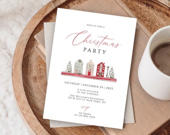 Holiday Christmas Party Invitation Template Printable Holiday Party Invitation Instant Download Christmas Invitation Printable Templett