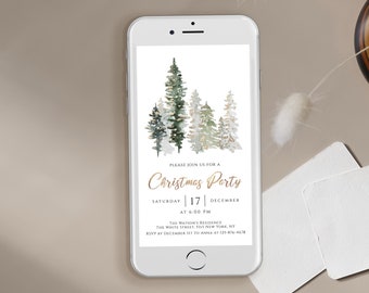 Electronic Christmas Party Invitation Template, Christmas Evite, Digital Christmas Invitation, Holiday Party Invite, Text Message Smartphone