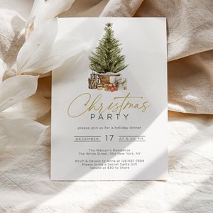 Christmas Invitation Editable Template, Holiday Party Invitation, Christmas Dinner Invite Printable Template, Instant Download Templett