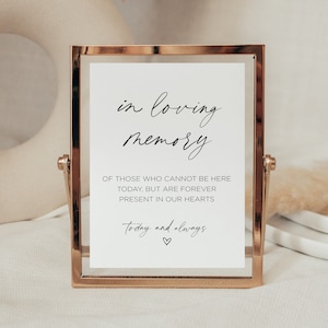 In Loving Memory Sign Wedding Memorial Sign Remembrance Wedding Sign Minimalist Memorial Table Sign Printable Memory Sign Download