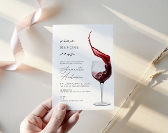 Vino Before Vows Bridal Shower Invitation, Wine Bridal Shower Invitation Template, Wine Tasting Bridal Sprinkle Invite, Templett, Download