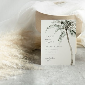 Palm Tree Save the Date Template, Beach Save the Date, Tropical Save the Date Card Printable, Save the Date Editable Template, Engagement image 5