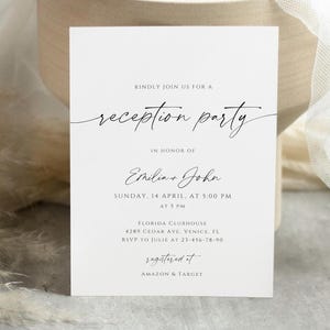 Minimalistische uitnodiging receptie feest, bewerkbare uitnodiging receptie feest, moderne bruiloft schaking receptie uitnodiging sjabloon BRIDES07
