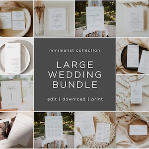 Minimalist Wedding Bundle, Modern Wedding Invitation Template Bundle, Large Wedding Kit, DIY Wedding Invitation Template Download, Suite