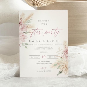 Happily Ever After Party Wedding Reception Invitation, Wildflower After Party Reception Invite Template, Floral Editable Template AFTERP01