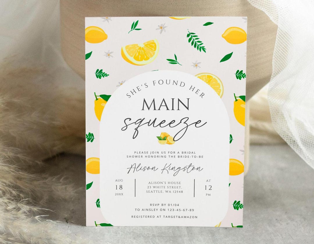 She Found Her Main Squeeze Bridal Shower Invitation, Lemon Bridal ...