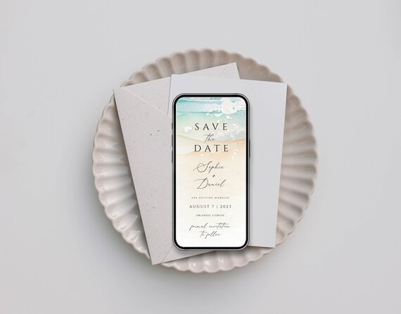 Electronic Beach Wedding Save The Date Invitation Beach Save The Date Evite Template Digital Beach Wedding Save the Date Destination Wedding