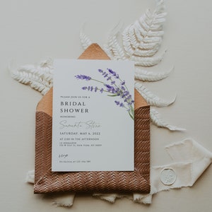 Country Lavender Bridal Shower Invitation Template, Lilac Bridal Shower Invite, Purple Floral Bridal Shower Invitations, Editable Download