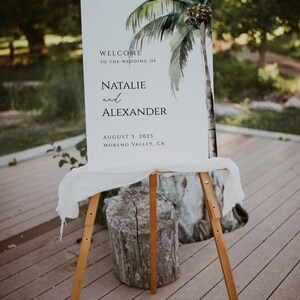 Palm Tree Wedding Welcome Sign Template, Printable Wedding Welcome, Tropical Wedding Sign, Beach Wedding Welcome Poster, Editable Sign image 2