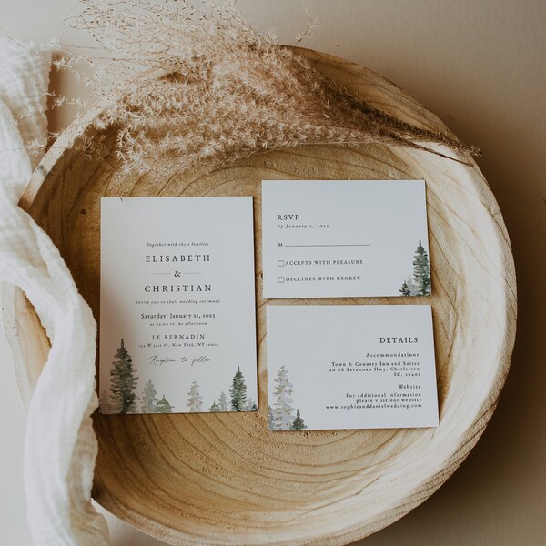 Canva Christmas Wedding Invite Suite Etsy