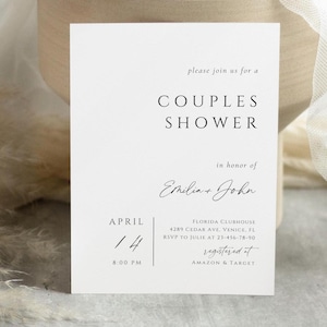 Minimalist Couples Shower Invitation Template, Editable Simple Couples Shower Invite,  Modern Celebrate Together Invite Download  BRIDES07