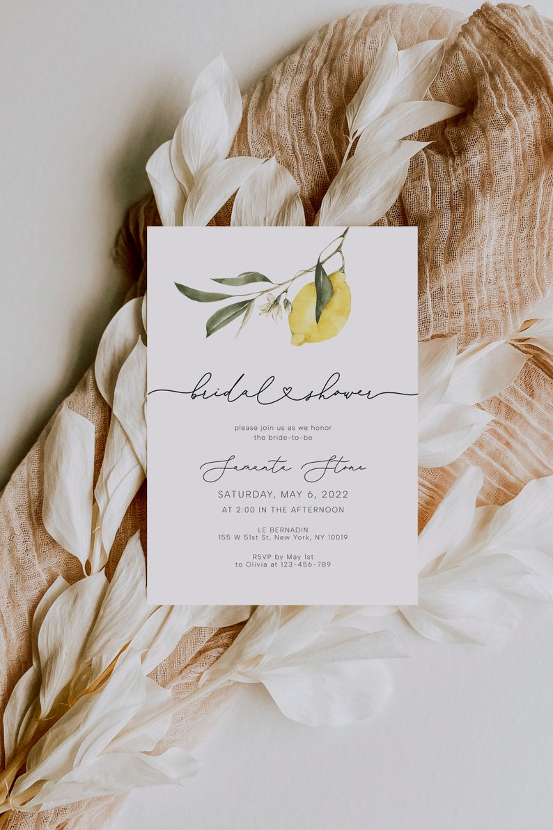 Lemon Bridal Shower Invitation Instant Download Bridal Shower Invites Citrus Summer Bridal Shower Invitation Template Editable Printable image 4