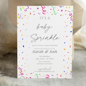 Editable Baby Sprinkle Shower Invitation Template, Gender Neutral Invite, Printable Boys or Girls Baby Shower Invite Card Download BBABY15