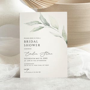Eucalyptus Bridal Shower Invitation Template, Elegant Greenery, Editable Bridal Shower Template, Botanical Bridal Shower Invite, GBSH011