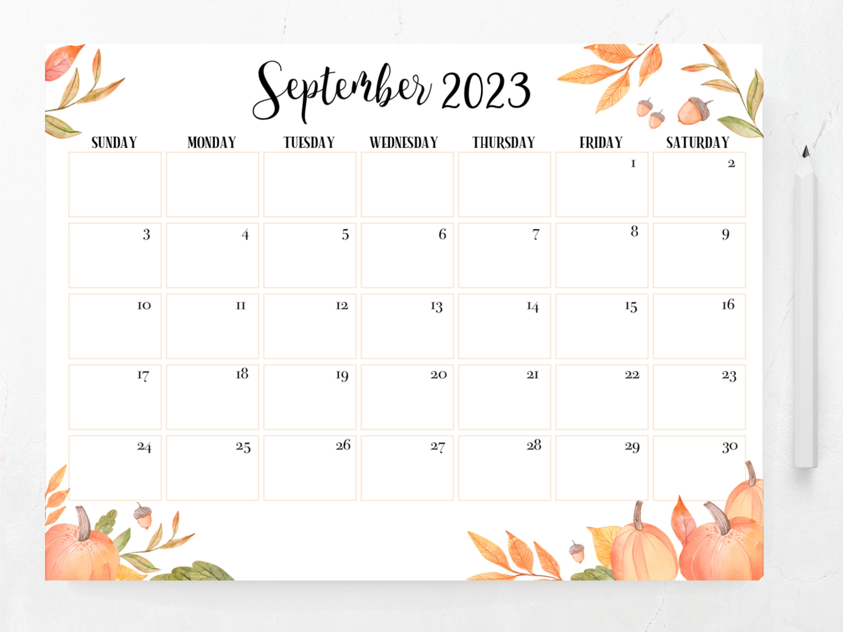 Editable September 2023 Calendar Printable Calendar Etsy Canada