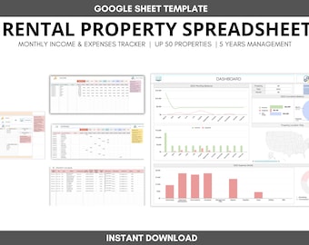 Immobilien-Mietmanagement | Die ultimative Kalkulationstabelle für Hausbesitzer | Miete Einnahmen & Ausgaben Tracker | Google Sheets Vorlage