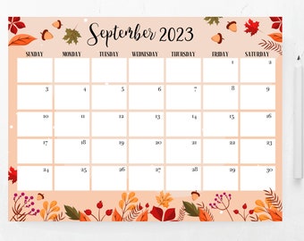 Editable September 2023 Calendar Printable Calendar - Etsy Denmark