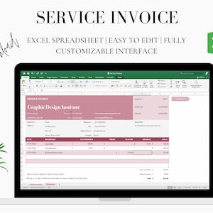 Service Invoice Spreadsheet | Excel Invoice Template | Business Template | Business Invoice Spreadsheet | Freelance Invoice