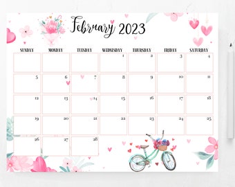 Editable February 2023 Calendar | Printable Calendar | Fillable Editable Calendar Planner | Monthly Planner Template | PDF Instant Download
