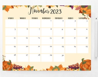 Buy Editable November 2023 Calendar Printable Calendar Online in India -  Etsy