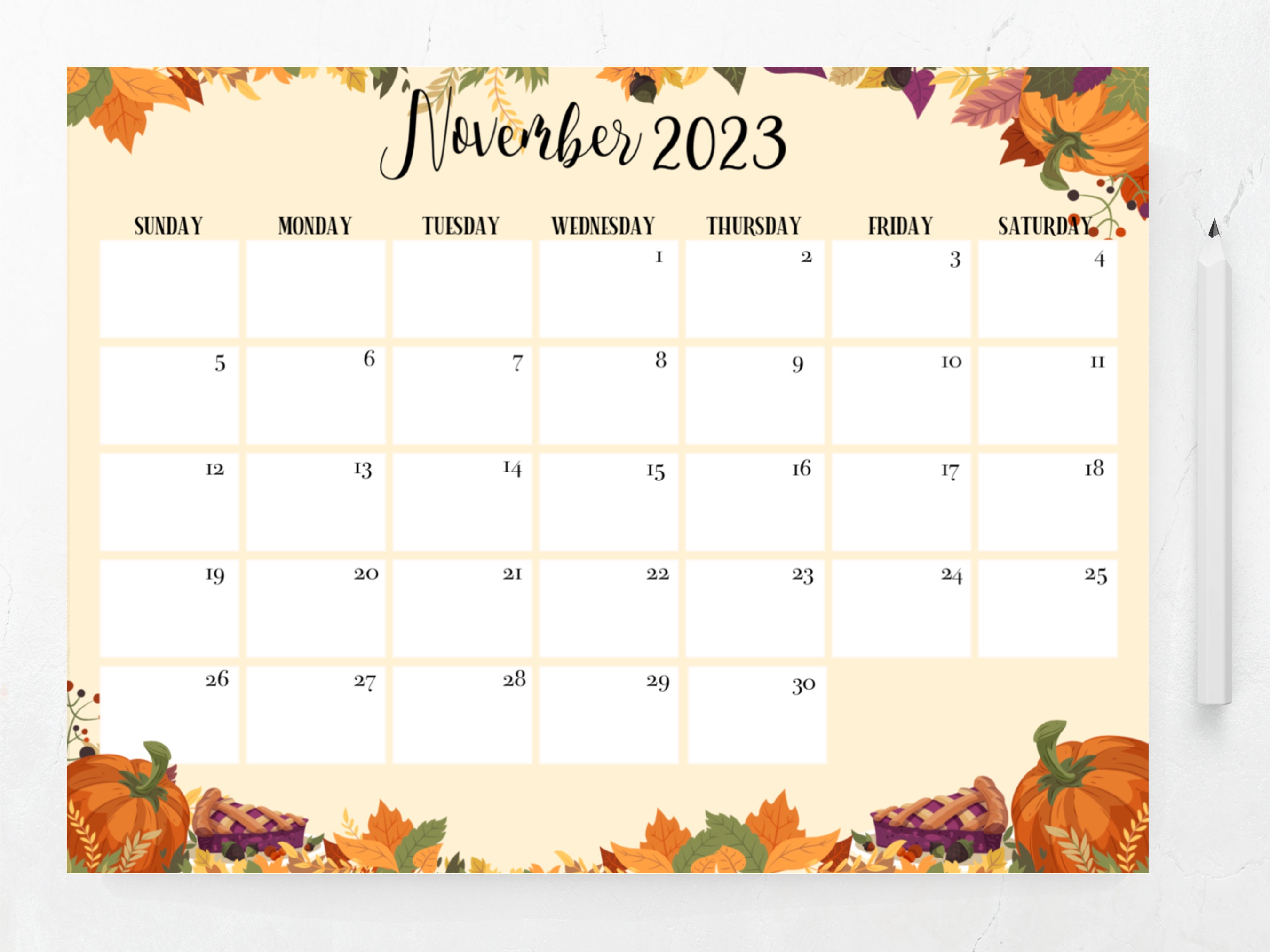 Free Pretty Calendar Template 2023