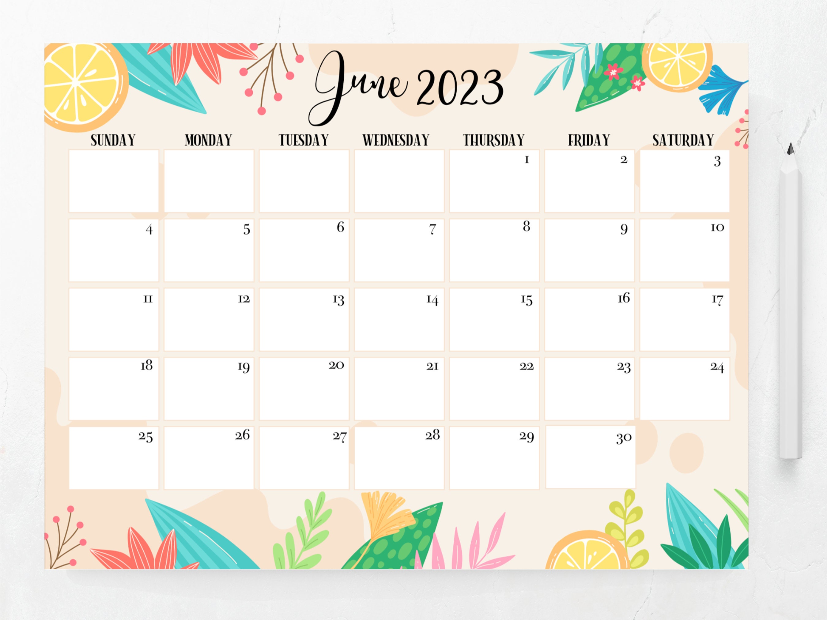 June Calendar - Etsy