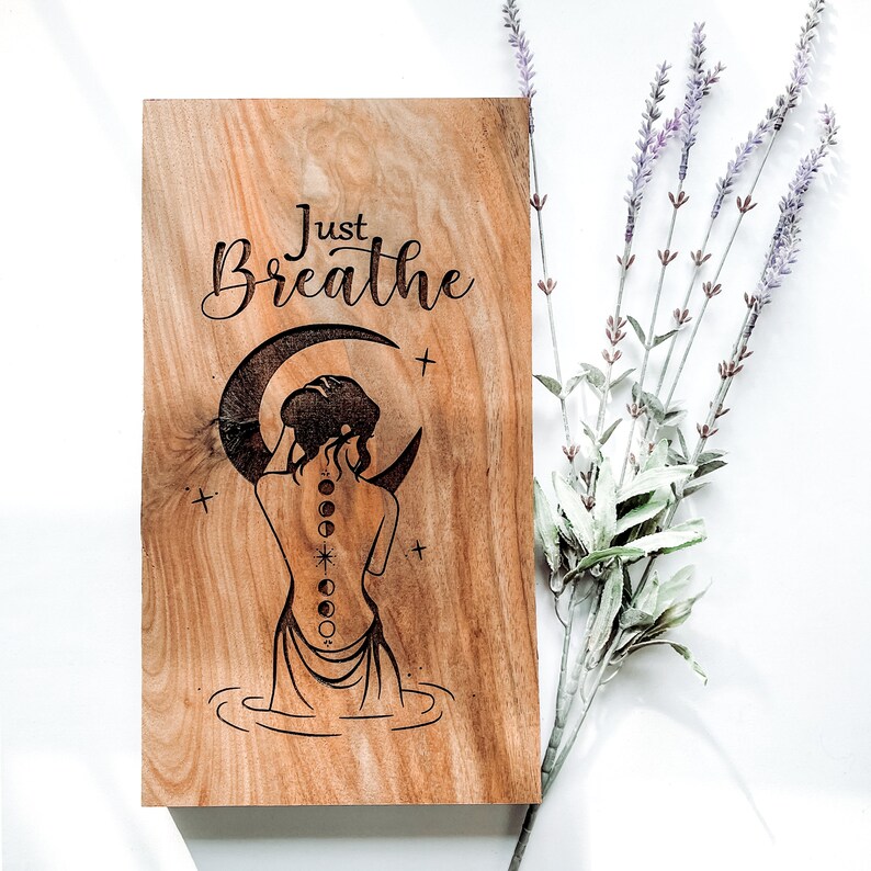 Just Breathe Wood Sign Goddess Art & Home Decor Custom and Etsy